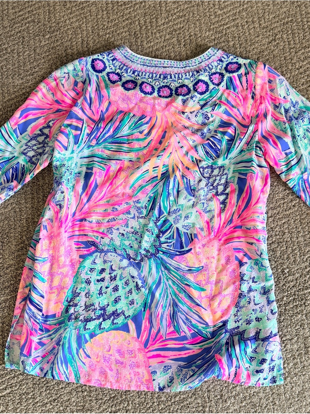 Lilly Pulitzer beaded Tropical V-Neck Tunic - Picture 3 of 5